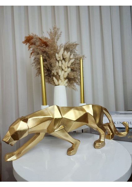 Dekoratif Kubik Gold Panter Obje Biblo
