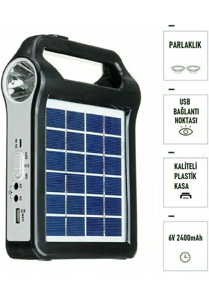 Güneş Enerjili Solar Taşınabilir Powerbank Jeneratör USB Şarj Acil Durum Için Kamp Feneri
