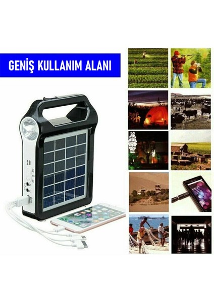 Güneş Enerjili Solar Taşınabilir Powerbank Jeneratör USB Şarj Acil Durum Için Kamp Feneri