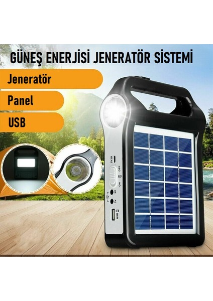 Güneş Enerjili Solar Taşınabilir Powerbank Jeneratör USB Şarj Acil Durum Için Kamp Feneri