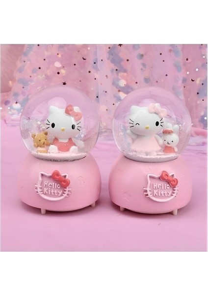 9 Hello Kitty Işıklı Müzikli Kar Küresi Orta Boy Model 4
