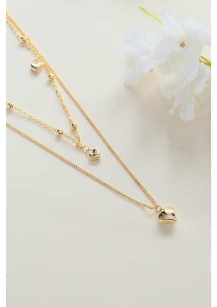 Gold 2'li Kalpli Kolye modelleri