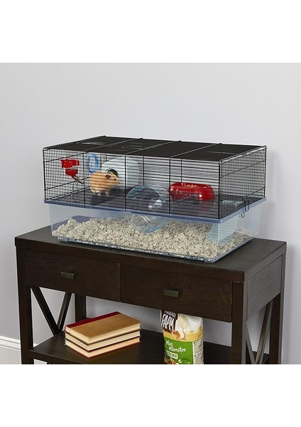 Favola Hamster Kafesi, Su Şişesi, Tekerlekli, Yem Kasesi ve Gizli Hamster Kafesi, Ölçüler: 60 x 36 x 30 cm (U x G x Y)