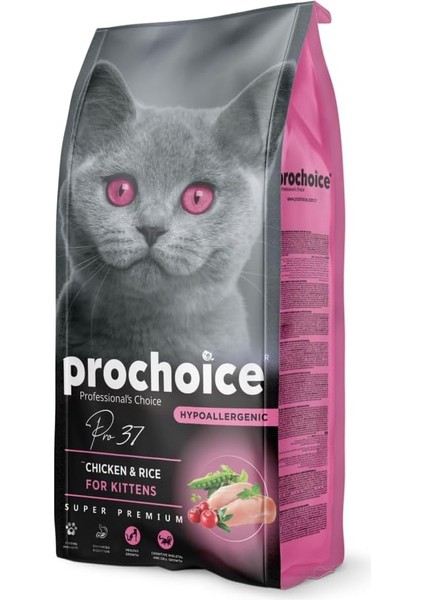 Prochoice Pro 37 Yavru Kediler Için, Hipoalerjenik, Tavuk Etli ve Pirinçli Kuru Mama, 2 kg
