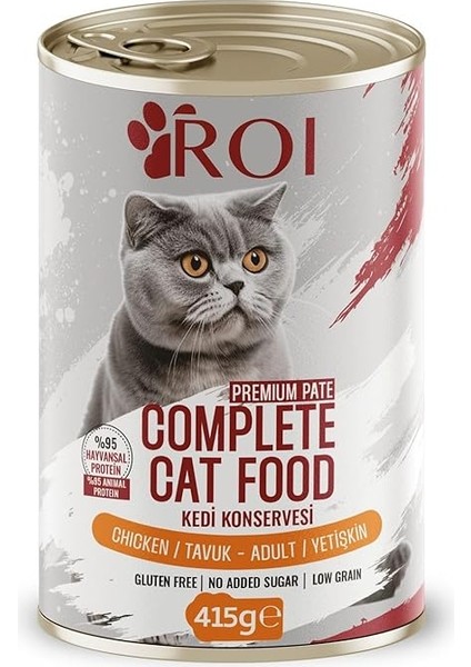 Roi Yüksek Proteinli Tavuklu Yetişkin Yaş Kedi Maması 415 gr x 24 adet,%95 Hayvansal Protein fiyatları