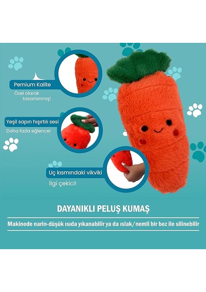 Tombik Havuç Pelüş Köpek Oyuncağı Köpek Diş Geçirme ve Çekiştirme Oyuncağı Köpekler Için Ses Çıkaran Oyuncak