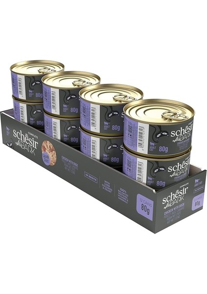Schesir After Dark Tavuk ile Ördek Et Suyunda Yetişkin Kedi Konservesi 80G