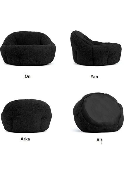 Kedi ve Köpek Yatağı, Yumuşak Dokulu, Yıkanabilir Peluş 45 cm (Siyah) modelleri