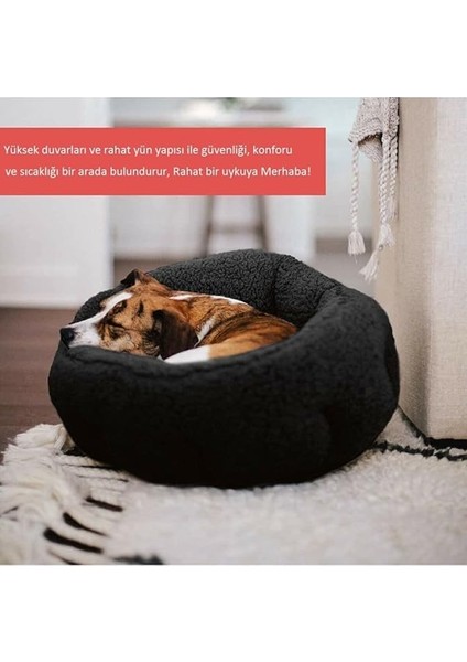 Kedi ve Köpek Yatağı, Yumuşak Dokulu, Yıkanabilir Peluş 45 cm (Siyah) fırsatları