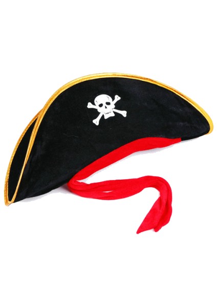 Yetişkin Boy Kadife Jack Sparrow Denizci Kaptan Jack Korsan Şapkası 50X20 CM