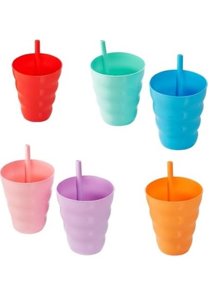 Renkli Pipetli Bardak Karışık Renkli Eğitici Damıtmaz Akıtmaz Plastik Fonksiyonel Pipetli Suluk Matara Pratik Portatif Bpa Free Sles Free 300ML
