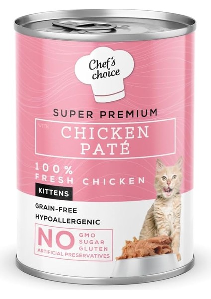Chef's Choice Yavru Kediler Için, Tahılsız, Hipoalerjenik, Tavuk Etli Ezme, 400 G