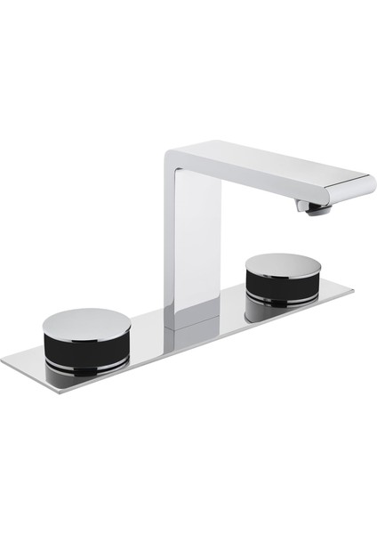 Memoria A4231558 Lavabo Bataryası, 3 Delikli Lavabolar Için, Krom/siyah