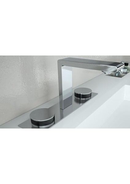 Memoria A4231558 Lavabo Bataryası, 3 Delikli Lavabolar Için, Krom/siyah