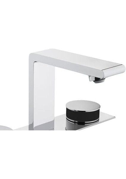 Memoria A4231558 Lavabo Bataryası, 3 Delikli Lavabolar Için, Krom/siyah