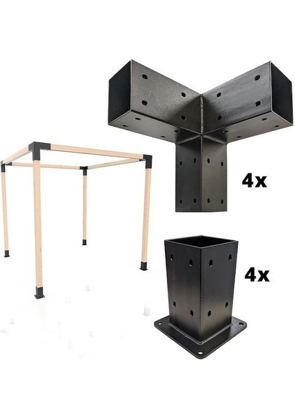 Pergola Seti Çardak Teras Garaj Için Metal 100X100X2 mm 8parça