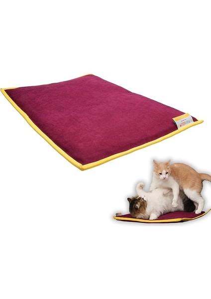 Serin (60X40CM) - 4 Mevsim Kedi/köpek Matı, Sıcak Veya Soğuk Kullanılabilen Minder Yatak (Bordo)