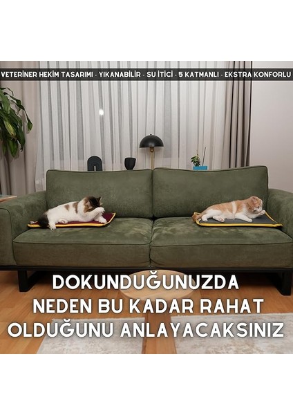 Serin (60X40CM) - 4 Mevsim Kedi/köpek Matı, Sıcak Veya Soğuk Kullanılabilen Minder Yatak (Bordo)