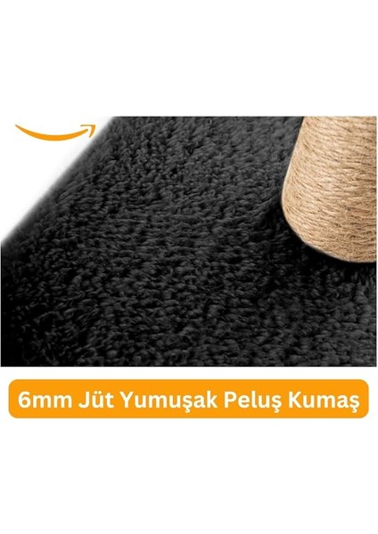 2 Li Kedi Tırmalama Tahtası Peluş Kumaş Silinebilir Demonte 42 cm Yükseklik 2 Adımlı Zıplama ve Tırmalama Oyunu Siyah Renk fırsatları
