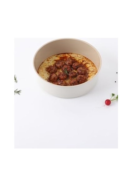 Fika Alüminyum Döküm Yuvarlak Fırın Tepsisi Bej 28CM
