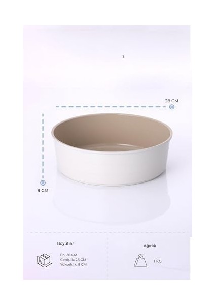 Fika Alüminyum Döküm Yuvarlak Fırın Tepsisi Bej 28CM