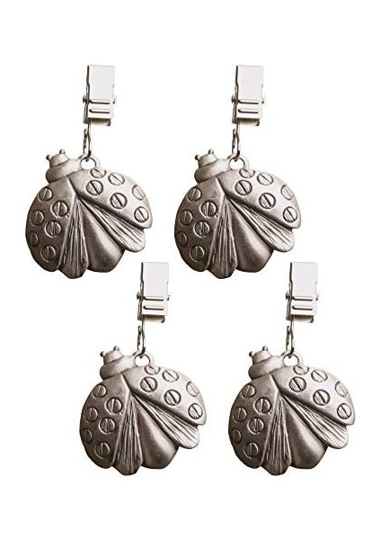 Craft 4'lü Set Masa Örtüsü Ağırlığı, Kelepçeli, Kalay, Böcek Tasarımı; Arı, Yusufçuk, Uğur Böceği, Kelebek, 6 cm x 6 cm