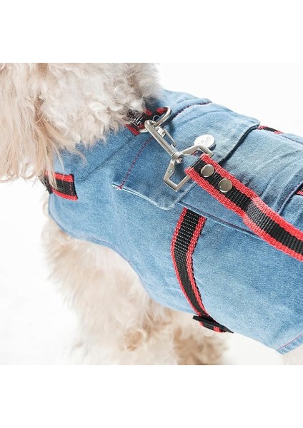 Kaçış Önleyici Kot Köpek Gezdirme Tasması Airtag Cepli (Xl)