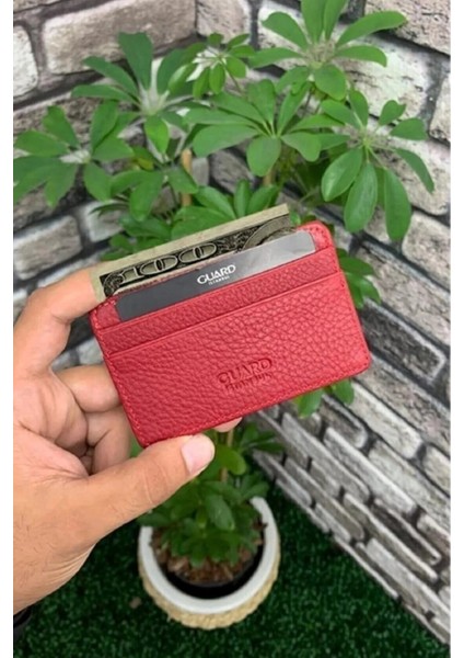 Hakiki Deri Ultra İnce Unisex Kırmızı Minimal Kartlık (T415) fiyatları