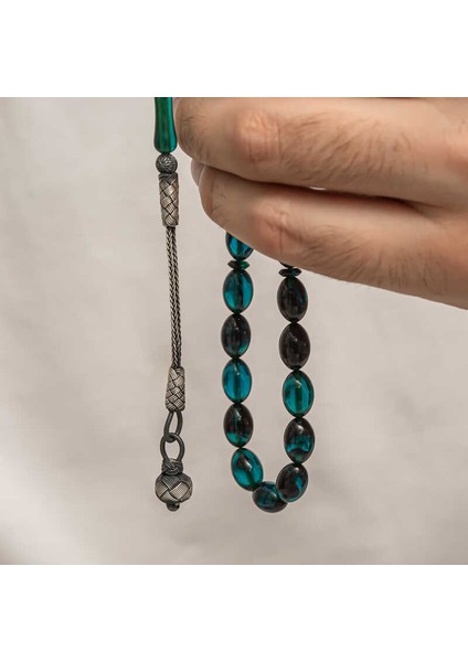 Gümüş Kazaz Püsküllü Sıkma Kehribar Tesbih modelleri