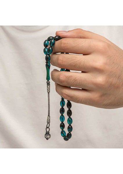 Gümüş Kazaz Püsküllü Sıkma Kehribar Tesbih fırsatları