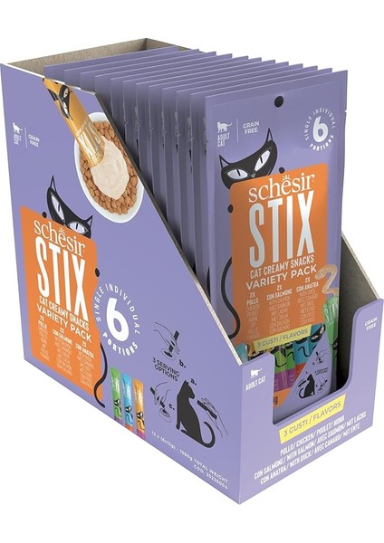 Schesir Stix Tavuklu & Somonlu & Ördekli Mix Krem Ödül Maması 6X15G fiyatları