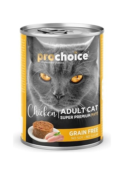 Prochoice Yetişkin Kediler Için, Tahılsız, Tavuk Etli Ezme, 400 G x 12 Adet