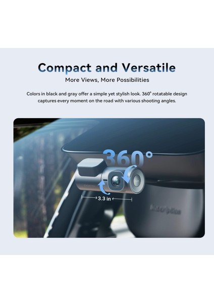 Ddpaı 2k Araba Önü Kamerası, 1440P Araba Kamerası Gece Görüşlü 360° Dönebilen 24 Saat Park Monitörü 5g Wifi G-Sensörü Adas Döngü Kaydı Uygulama Kontrolü Maksimum Destek 256G, MINI2X