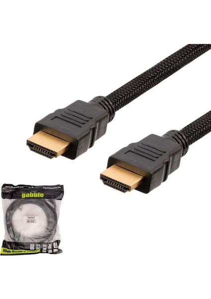 HDMI Kablosu 1.5mt Gold 3D 4K Örgülü Filtreli Gabble GAB-015