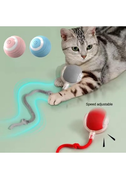 Kedi Oyuncağı Topu Kuyruklu Otomatik Yuvarlanan Top, Hareketli Kuyruk, USB Şarjlı, LED Işıklı, 3 Oyun Modu, Evcil Hayvanlar modelleri