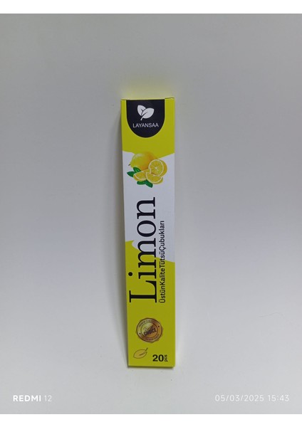 Çubuk Tütsü Limon Aromalı 20 Adet (1 Paket) Layansaa