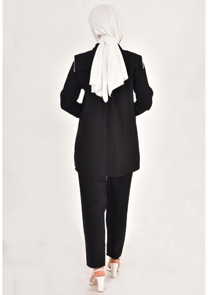 106 By Coolest Butik Lina Keten Kumaş Taş Detaylı Tesettür 2li Takım fiyatları