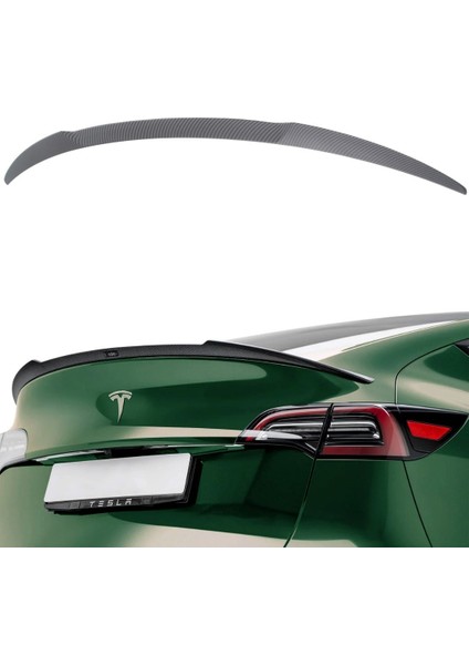 Tesla Model Y Arka Tampon Ince Spor Tip Spoyleri Mat Karbon, Siyah Renk