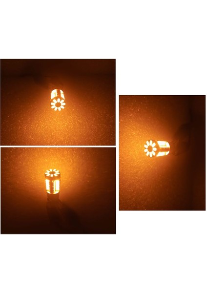 ( 2 x Adet ) 1 Takım LED T10 Dipsiz Ampul 12V 57 Smd LED Fiber Amber ( 57 LED Fiber Amber )
