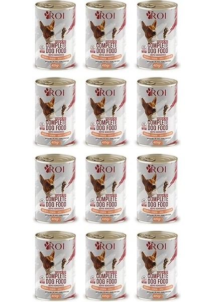 Roi Yüksek Proteinli Somonlu Yetişkin Köpek Konservesi 415 gr x 12 Adet,%95 Hayvansal Protein