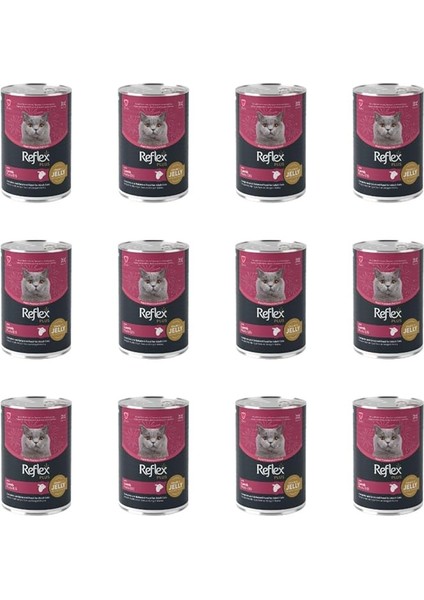 Reflex Plus Jöle Içinde Et Parçacıklı Kuzu Etli Yetişkin Kedi Konservesi 400 gr (12 Adet)
