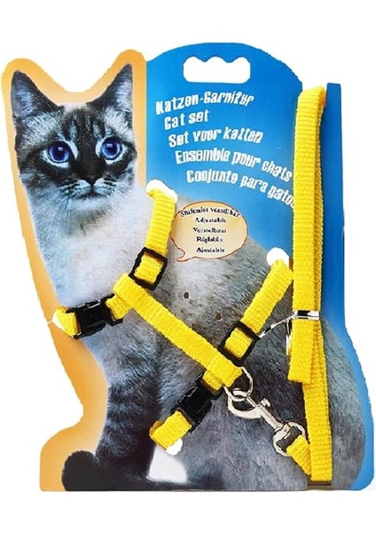 Tineke Kedi Göğüs Tasması ve Gezdirme Seti NO:116 Sarı