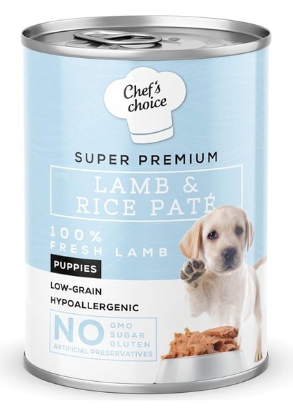 Chef's Choice Yavru Köpekler Için, Hipoalerjenik, Kuzu Etli ve Pirinçli Ezme, 400 G x 12 Adet