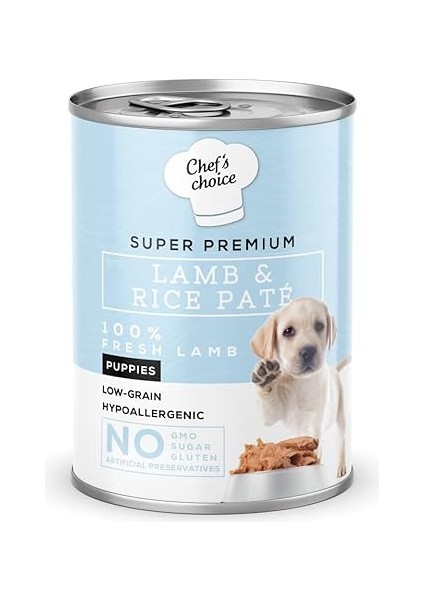 Chef's Choice Yavru Köpekler Için, Hipoalerjenik, Kuzu Etli ve Pirinçli Ezme, 400 G x 12 Adet