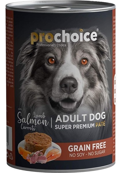 Prochoice Yetişkin Köpekler Için, Tahılsız, Kuzu Etli, Somon Balıklı ve Havuçlu Ezme, 400 G x 12 Adet