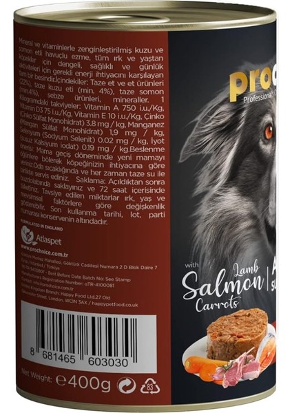 Prochoice Yetişkin Köpekler Için, Tahılsız, Kuzu Etli, Somon Balıklı ve Havuçlu Ezme, 400 G x 12 Adet fiyatları