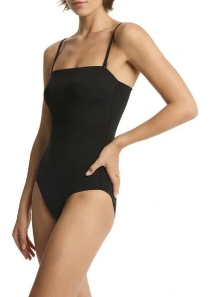 Siyah Straplez Toparlayıcı Mayo Ip Askılı