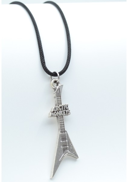 Arctic Monkeys Elektro Gitar Gümüş Kaplama Deri İp Kolye
