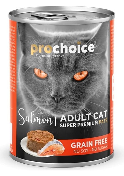 Prochoice Yetişkin Kediler Için, Tahılsız, Somon Balıklı Ezme, 400 G x 12 Adet