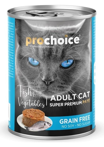 Prochoice Yetişkin Kediler Için, Tahılsız, Balık Etli ve Sebzeli Ezme, 400 G x 12 Adet